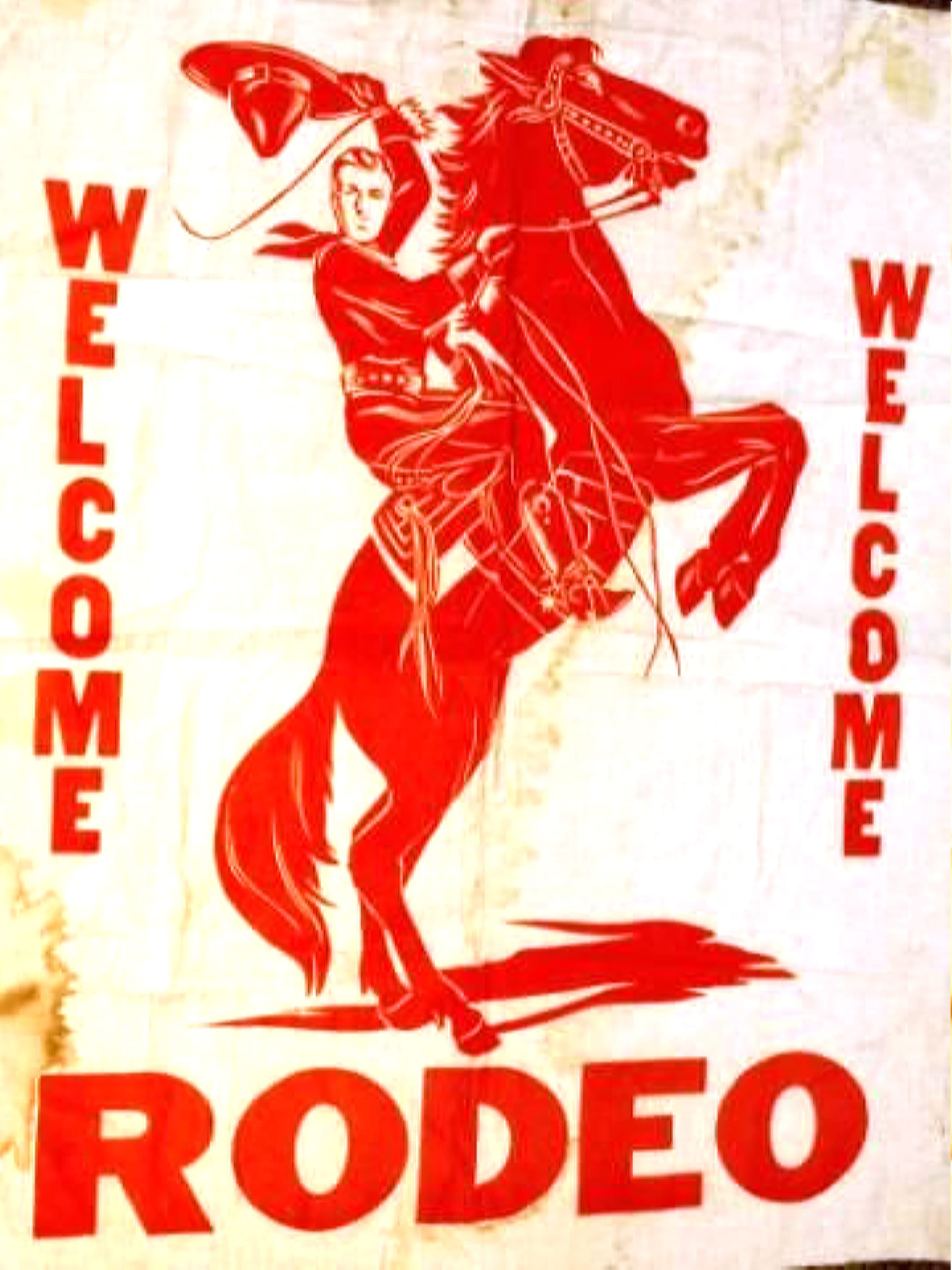 Welcome Rodeo, Rearing Cowboy and Horse, mid-20th century